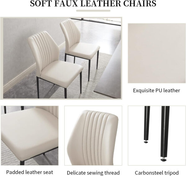 ZckyCine 67" Modern Rectangular Wooden Dining Table Set with 6 Brown Leather Chairs - Expandable, Space-Saving, Multifunctional