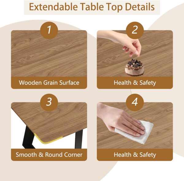 ZckyCine 67" Modern Rectangular Wooden Dining Table Set with 6 Brown Leather Chairs - Expandable, Space-Saving, Multifunctional