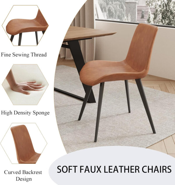 ZckyCine 67" Modern Rectangular Wooden Dining Table Set with 6 Brown Leather Chairs - Expandable, Space-Saving, Multifunctional