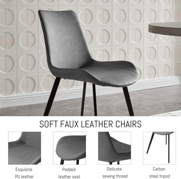 ZckyCine 67" Modern Rectangular Wooden Dining Table Set with 6 Brown Leather Chairs - Expandable, Space-Saving, Multifunctional