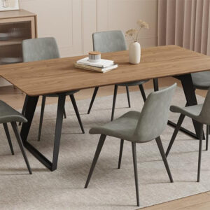 ZckyCine 67" Modern Rectangular Wooden Dining Table Set with 6 Brown Leather Chairs - Expandable, Space-Saving, Multifunctional