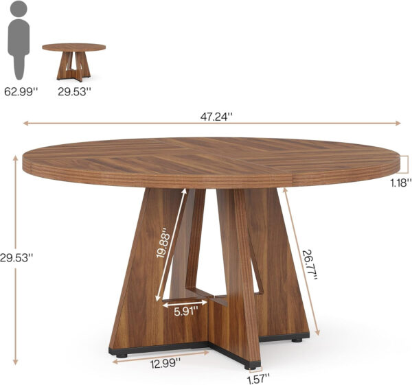Tribesigns Farmhouse Dining Table, 47 Inch Round Dinner Table for 4, Rustic Round Dining Room Table for Home Dining Room Living Room (Wood)