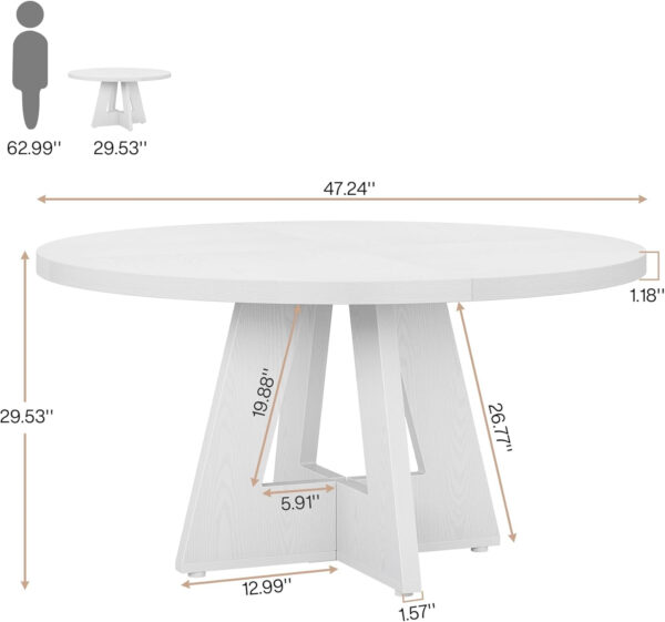 Tribesigns Farmhouse Dining Table, 47 Inch Round Dinner Table for 4, Rustic Round Dining Room Table for Home Dining Room Living Room (Wood)