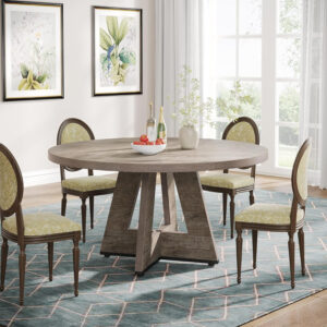Tribesigns Farmhouse Dining Table, 47 Inch Round Dinner Table for 4, Rustic Round Dining Room Table for Home Dining Room Living Room (Wood)