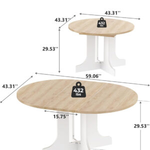 63"-78.7" Expandable Dining Table, 6-10 Farmhouse Kitchen Table, Extendable Dining Table, Rectangular Kitchen Table with Metal Track, Tapered U-Shaped Legs for Dining Room, Office-Oak