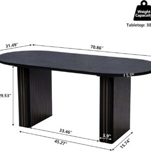 78 Inch Dining Table for 6 8 10, Modern Farmhouse Rectangular Kitchen Table, Long Dining Room Tables with Wood Strip Base for Kitchen Living Room (Walnut)