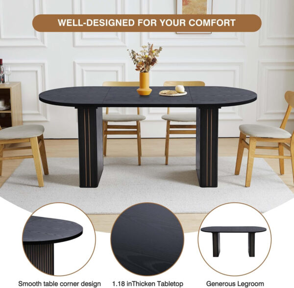 78 Inch Dining Table for 6 8 10, Modern Farmhouse Rectangular Kitchen Table, Long Dining Room Tables with Wood Strip Base for Kitchen Living Room (Walnut)