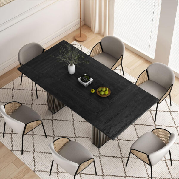 78 Inch Dining Table for 6 8 10, Modern Farmhouse Rectangular Kitchen Table, Long Dining Room Tables with Wood Strip Base for Kitchen Living Room (Walnut)