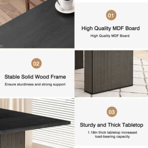 78 Inch Dining Table for 6 8 10, Modern Farmhouse Rectangular Kitchen Table, Long Dining Room Tables with Wood Strip Base for Kitchen Living Room (Walnut)