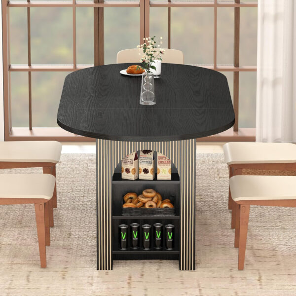 78 Inch Dining Table for 6 8 10, Modern Farmhouse Rectangular Kitchen Table, Long Dining Room Tables with Wood Strip Base for Kitchen Living Room (Walnut)