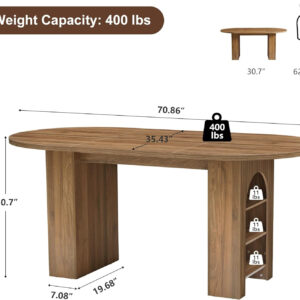78 Inch Dining Table for 6 8 10, Modern Farmhouse Rectangular Kitchen Table, Long Dining Room Tables with Wood Strip Base for Kitchen Living Room (Walnut)
