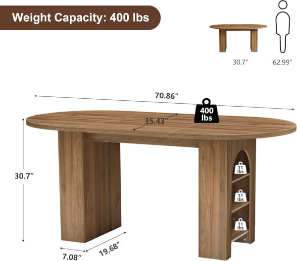 78 Inch Dining Table for 6 8 10, Modern Farmhouse Rectangular Kitchen Table, Long Dining Room Tables with Wood Strip Base for Kitchen Living Room (Walnut)