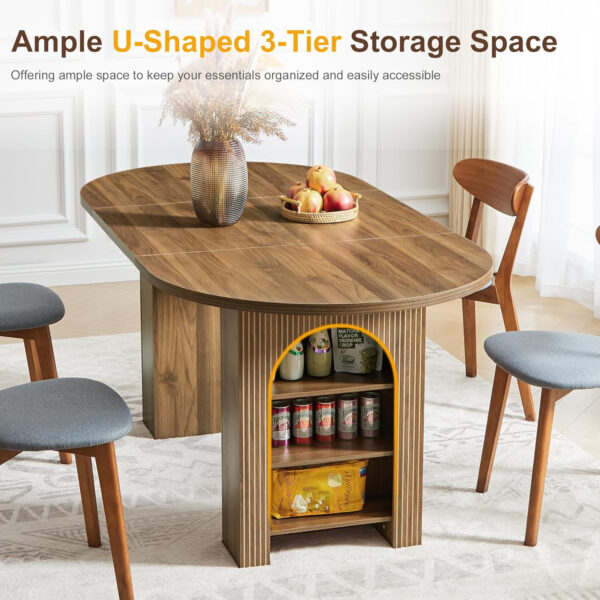 78 Inch Dining Table for 6 8 10, Modern Farmhouse Rectangular Kitchen Table, Long Dining Room Tables with Wood Strip Base for Kitchen Living Room (Walnut)