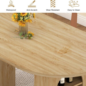 78 Inch Dining Table for 6 8 10, Modern Farmhouse Rectangular Kitchen Table, Long Dining Room Tables with Wood Strip Base for Kitchen Living Room (Walnut)