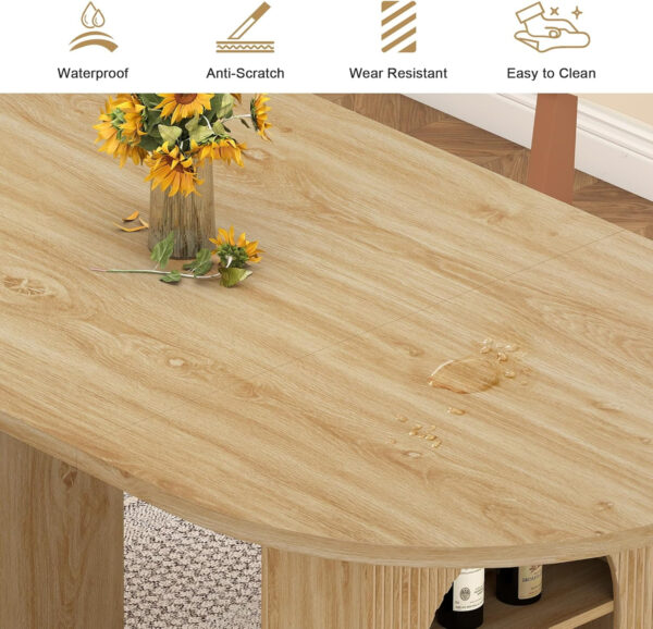 78 Inch Dining Table for 6 8 10, Modern Farmhouse Rectangular Kitchen Table, Long Dining Room Tables with Wood Strip Base for Kitchen Living Room (Walnut)