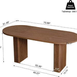 78 Inch Dining Table for 6 8 10, Modern Farmhouse Rectangular Kitchen Table, Long Dining Room Tables with Wood Strip Base for Kitchen Living Room (Walnut)