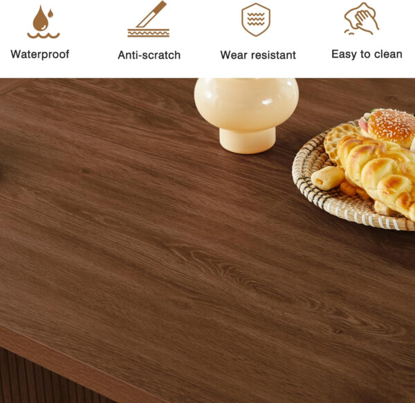 78 Inch Dining Table for 6 8 10, Modern Farmhouse Rectangular Kitchen Table, Long Dining Room Tables with Wood Strip Base for Kitchen Living Room (Walnut)