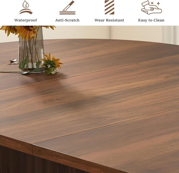 78 Inch Dining Table for 6 8 10, Modern Farmhouse Rectangular Kitchen Table, Long Dining Room Tables with Wood Strip Base for Kitchen Living Room (Walnut)