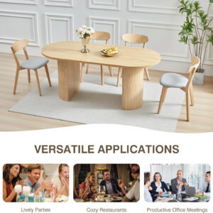 78 Inch Dining Table for 6 8 10, Modern Farmhouse Rectangular Kitchen Table, Long Dining Room Tables with Wood Strip Base for Kitchen Living Room (Walnut)