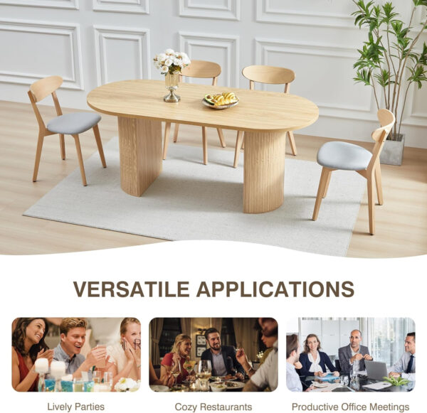 78 Inch Dining Table for 6 8 10, Modern Farmhouse Rectangular Kitchen Table, Long Dining Room Tables with Wood Strip Base for Kitchen Living Room (Walnut)