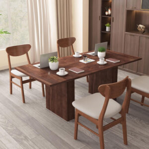 78 Inch Dining Table for 6 8 10, Modern Farmhouse Rectangular Kitchen Table, Long Dining Room Tables with Wood Strip Base for Kitchen Living Room (Walnut)