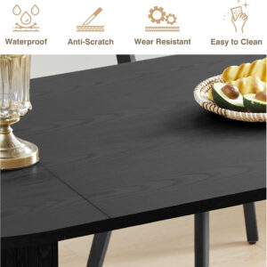 78 Inch Dining Table for 6 8 10, Modern Farmhouse Rectangular Kitchen Table, Long Dining Room Tables with Wood Strip Base for Kitchen Living Room (Walnut)