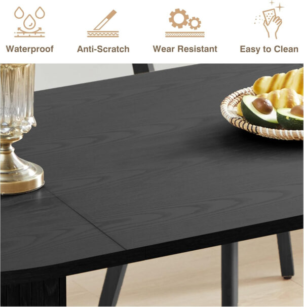 78 Inch Dining Table for 6 8 10, Modern Farmhouse Rectangular Kitchen Table, Long Dining Room Tables with Wood Strip Base for Kitchen Living Room (Walnut)