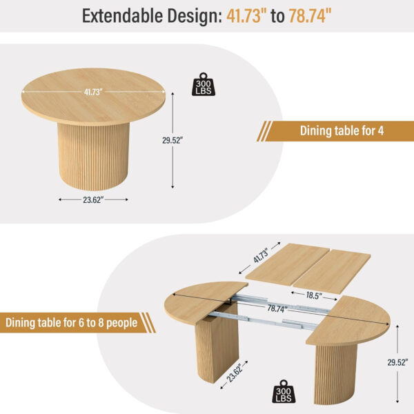 78 Inch Dining Table for 6 8 10, Modern Farmhouse Rectangular Kitchen Table, Long Dining Room Tables with Wood Strip Base for Kitchen Living Room (Walnut)