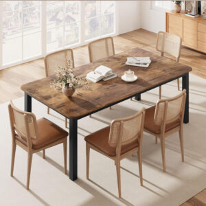 6886fe2e048bda670e0f329950e723c7834b5e8fde3d865659c07.jpg GarveeHome Industrial Dining Table for 6-8 People, 78.7 Inch Long Kitchen Table with Sturdy Metal Frame & Rustic Brown Finish - Seats 6 Rectangular Counter for Dinner, Easy to Install(Only Table)