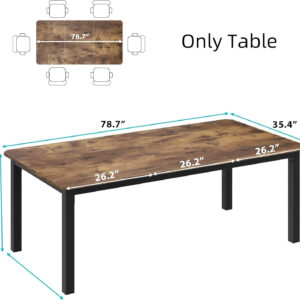 6886fe2f0247b3315ef52696e71f6532aad3de495c6d5d1482552.jpg GarveeHome Industrial Dining Table for 6-8 People, 78.7 Inch Long Kitchen Table with Sturdy Metal Frame & Rustic Brown Finish - Seats 6 Rectangular Counter for Dinner, Easy to Install(Only Table)