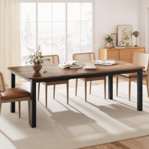 6886fe2fdce7a7b3ca33f64c1004dba57303bf8ab80d27902f676.jpg GarveeHome Industrial Dining Table for 6-8 People, 78.7 Inch Long Kitchen Table with Sturdy Metal Frame & Rustic Brown Finish - Seats 6 Rectangular Counter for Dinner, Easy to Install(Only Table)