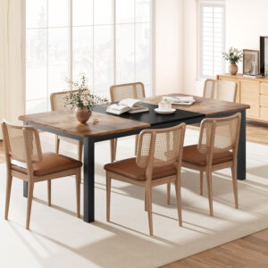6886fe39aad53eb05540e70ac7e93c2f7f45370d02344eec2dece.jpg GarveeHome Industrial Dining Table for 6-8 People, 78.7 Inch Long Kitchen Table with Sturdy Metal Frame & Rustic Brown Finish - Seats 6 Rectangular Counter for Dinner, Easy to Install(Only Table)