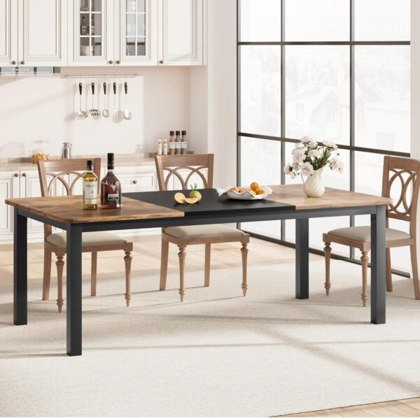 6886fe3c5031a2b48d0e84e29d722740c250f56f168739a3955c6.jpg GarveeHome Industrial Dining Table for 6-8 People, 78.7 Inch Long Kitchen Table with Sturdy Metal Frame & Rustic Brown Finish - Seats 6 Rectangular Counter for Dinner, Easy to Install(Only Table)