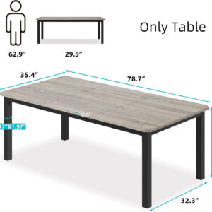 6886fe491af4ffb6e258bc5d1731a60795afe34eff00225369266.jpg GarveeHome Industrial Dining Table for 6-8 People, 78.7 Inch Long Kitchen Table with Sturdy Metal Frame & Rustic Brown Finish - Seats 6 Rectangular Counter for Dinner, Easy to Install(Only Table)