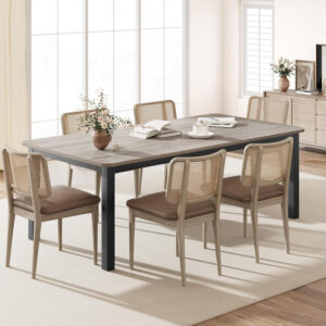 6886fe4a79fc879c4d8374f0d928788f1ecf85d598250517da515.jpg GarveeHome Industrial Dining Table for 6-8 People, 78.7 Inch Long Kitchen Table with Sturdy Metal Frame & Rustic Brown Finish - Seats 6 Rectangular Counter for Dinner, Easy to Install(Only Table)