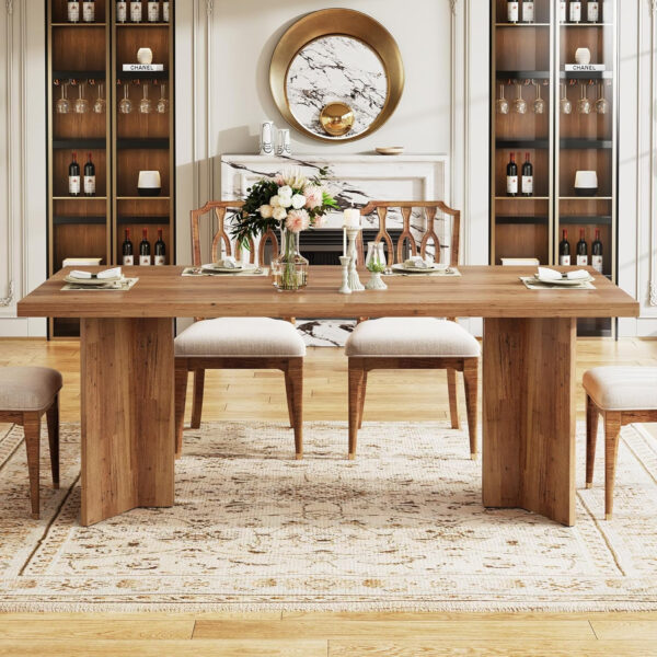 Tribesigns 63-inch Dining Table for 4-6, Farmhouse Kitchen Table with Large Tabletop, Rectangular Dinner Eating Table for Dining Room, Living Room, Kitchen