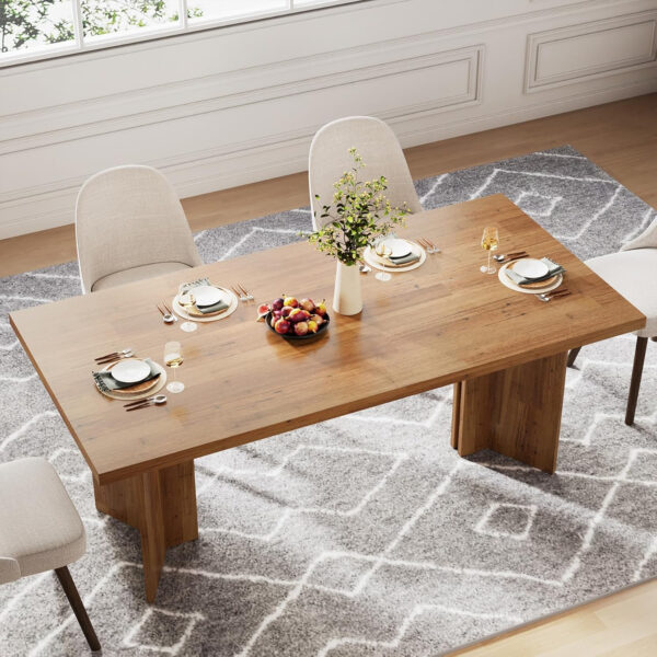Tribesigns 63-inch Dining Table for 4-6, Farmhouse Kitchen Table with Large Tabletop, Rectangular Dinner Eating Table for Dining Room, Living Room, Kitchen