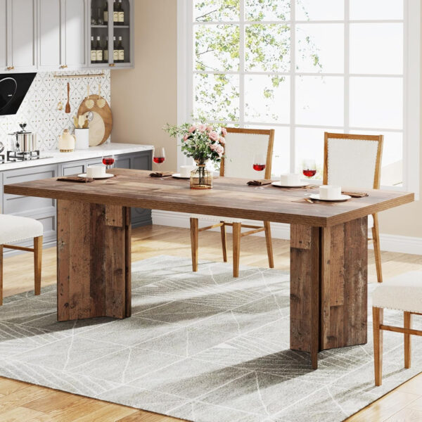 Tribesigns 63-inch Dining Table for 4-6, Farmhouse Kitchen Table with Large Tabletop, Rectangular Dinner Eating Table for Dining Room, Living Room, Kitchen