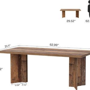 Tribesigns 63-inch Dining Table for 4-6, Farmhouse Kitchen Table with Large Tabletop, Rectangular Dinner Eating Table for Dining Room, Living Room, Kitchen