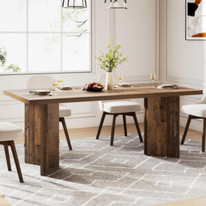 Tribesigns 63-inch Dining Table for 4-6, Farmhouse Kitchen Table with Large Tabletop, Rectangular Dinner Eating Table for Dining Room, Living Room, Kitchen