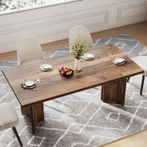 Tribesigns 63-inch Dining Table for 4-6, Farmhouse Kitchen Table with Large Tabletop, Rectangular Dinner Eating Table for Dining Room, Living Room, Kitchen