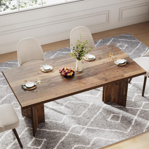 Tribesigns 63-inch Dining Table for 4-6, Farmhouse Kitchen Table with Large Tabletop, Rectangular Dinner Eating Table for Dining Room, Living Room, Kitchen