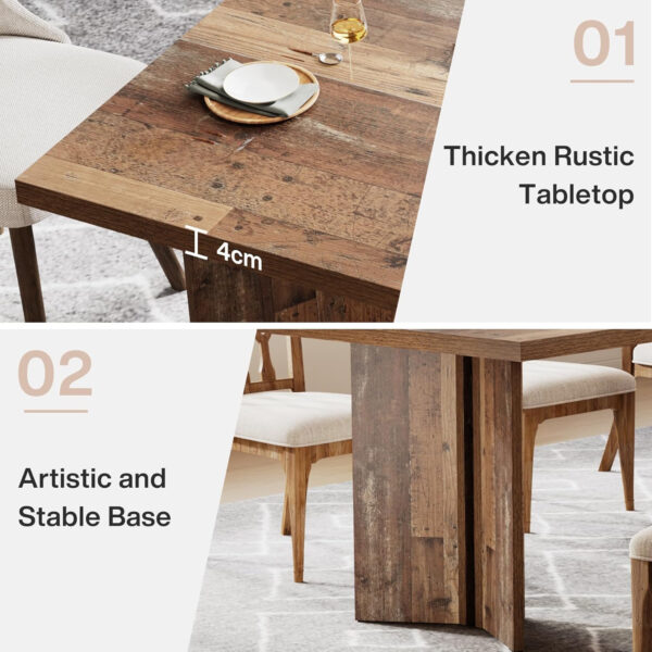 Tribesigns 63-inch Dining Table for 4-6, Farmhouse Kitchen Table with Large Tabletop, Rectangular Dinner Eating Table for Dining Room, Living Room, Kitchen
