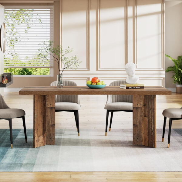 Tribesigns 63-inch Dining Table for 4-6, Farmhouse Kitchen Table with Large Tabletop, Rectangular Dinner Eating Table for Dining Room, Living Room, Kitchen