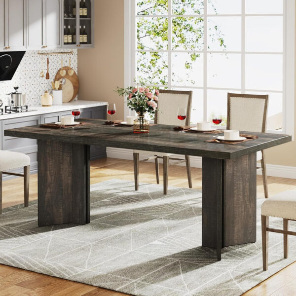 Tribesigns 63-inch Dining Table for 4-6, Farmhouse Kitchen Table with Large Tabletop, Rectangular Dinner Eating Table for Dining Room, Living Room, Kitchen