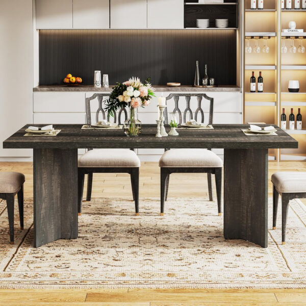 Tribesigns 63-inch Dining Table for 4-6, Farmhouse Kitchen Table with Large Tabletop, Rectangular Dinner Eating Table for Dining Room, Living Room, Kitchen