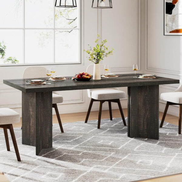 Tribesigns 63-inch Dining Table for 4-6, Farmhouse Kitchen Table with Large Tabletop, Rectangular Dinner Eating Table for Dining Room, Living Room, Kitchen