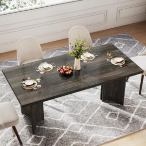 Tribesigns 63-inch Dining Table for 4-6, Farmhouse Kitchen Table with Large Tabletop, Rectangular Dinner Eating Table for Dining Room, Living Room, Kitchen