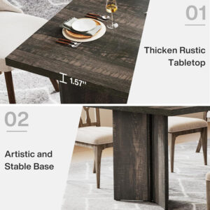 Tribesigns 63-inch Dining Table for 4-6, Farmhouse Kitchen Table with Large Tabletop, Rectangular Dinner Eating Table for Dining Room, Living Room, Kitchen