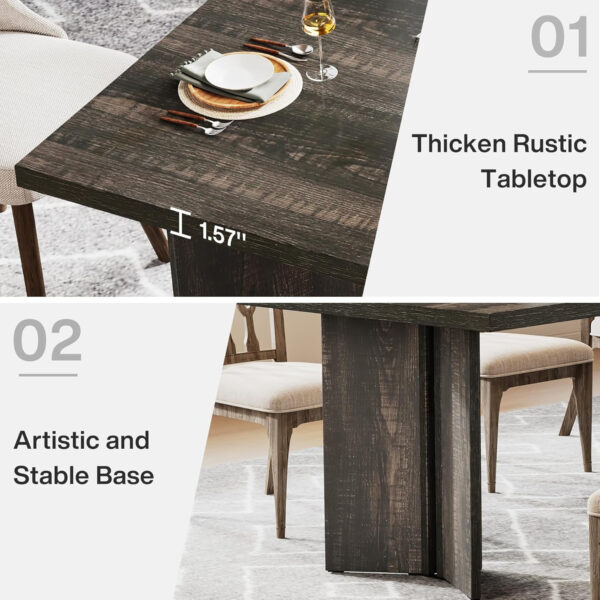 Tribesigns 63-inch Dining Table for 4-6, Farmhouse Kitchen Table with Large Tabletop, Rectangular Dinner Eating Table for Dining Room, Living Room, Kitchen